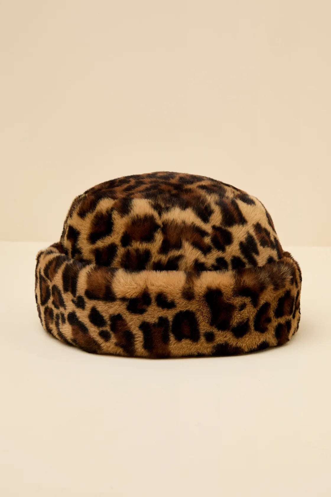 Omoka Brown Leopard Faux Fur Cloche Hat
