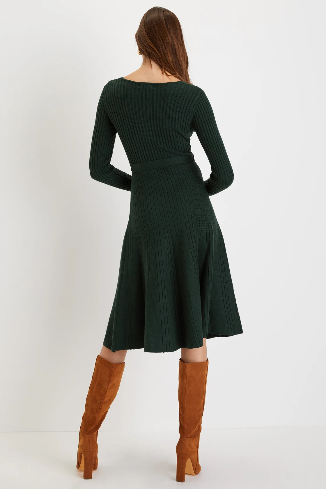 Warm Emotions Navy Blue Skater Midi Sweater Dress