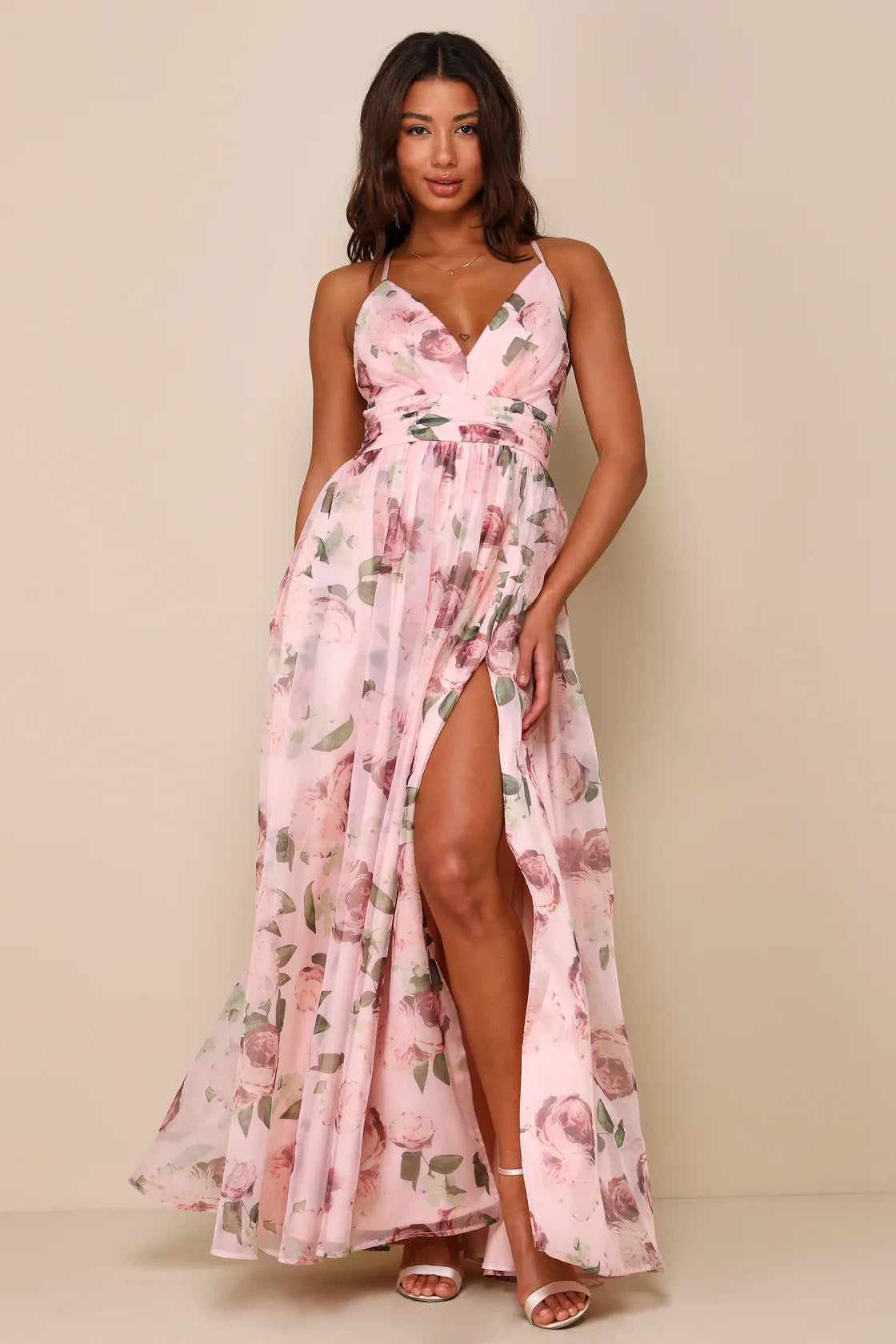 Romance That Wows Green Floral Print Organza Maxi Dress