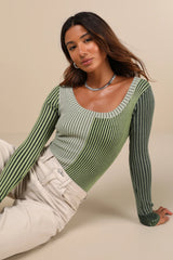 Mod Cutie Burgundy Color Block Ribbed Long Sleeve Bodysuit