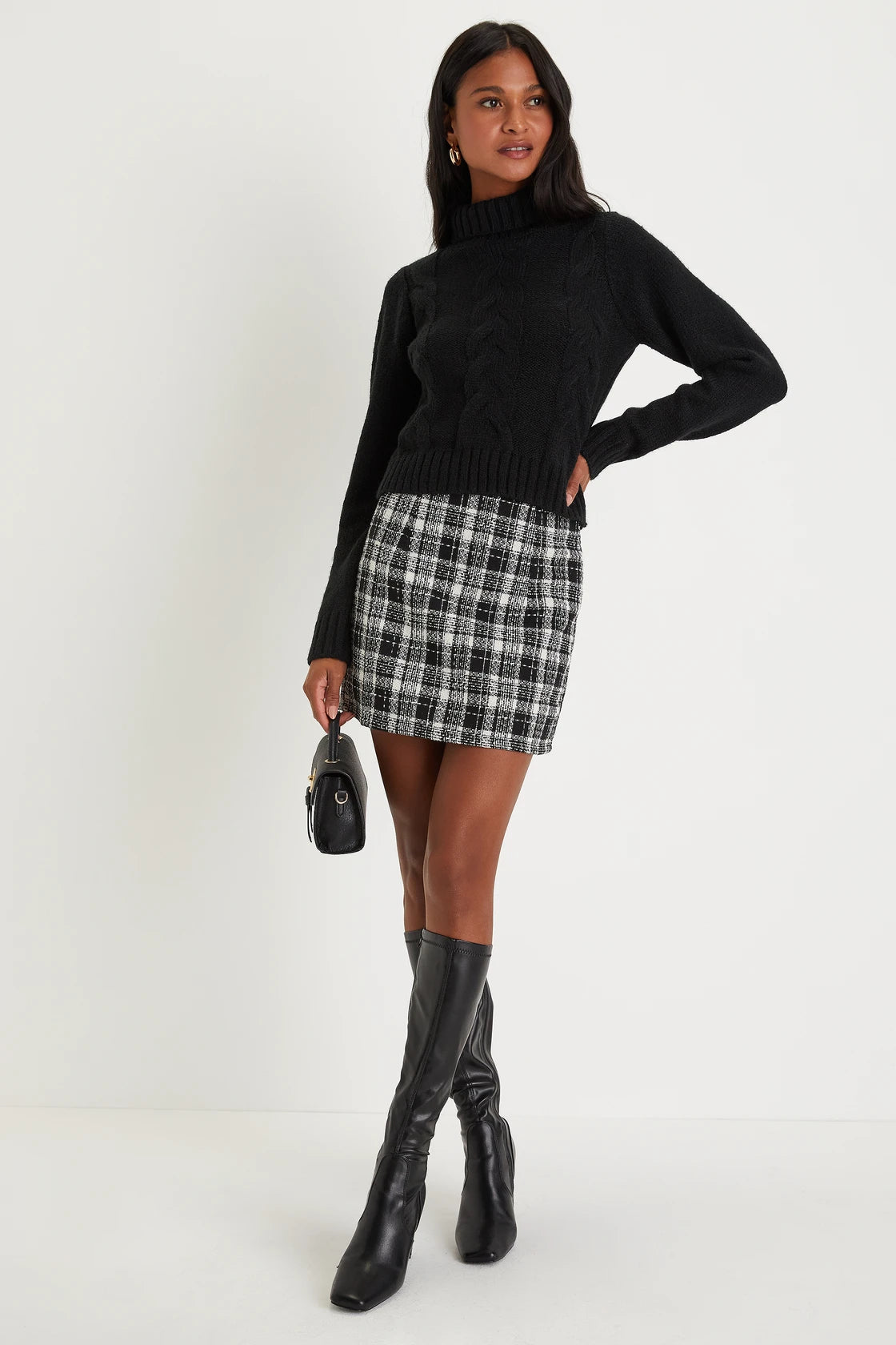 Snuggly Touch Burgundy Cable Knit Turtleneck Sweater