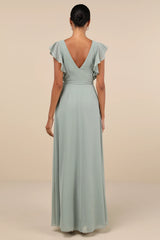Ravishing Charm Emerald Ruffled Wrap High-Low Maxi Dress