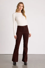 Relia Wine Red Corduroy High-Rise Flare Pants