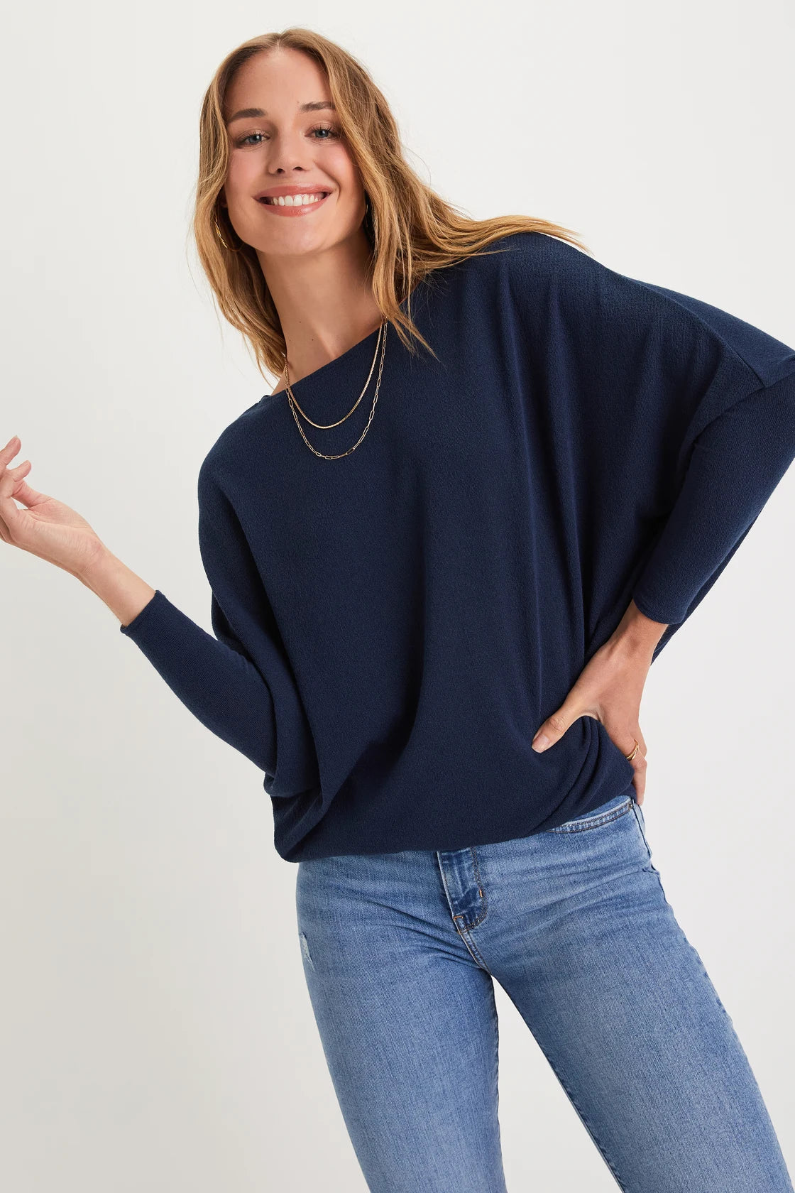 Verla Beige Dolman Sleeve Sweater Top