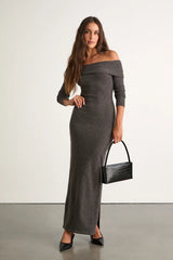 Ellie Dark Plum Sweater Bodycon Maxi Dress