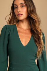 Celebrating Romance Black Long Sleeve Wide-Leg Jumpsuit