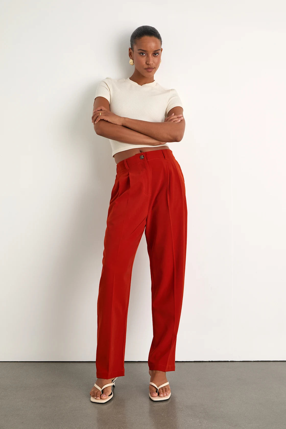 Sophisticated Company Rust Red Straight Leg Trouser Pants