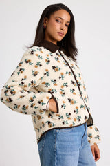 Naliah Ivory Floral Shearling Collared Jacket