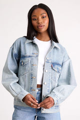 90s Trucker Light Wash Rhinestone Denim Jacket