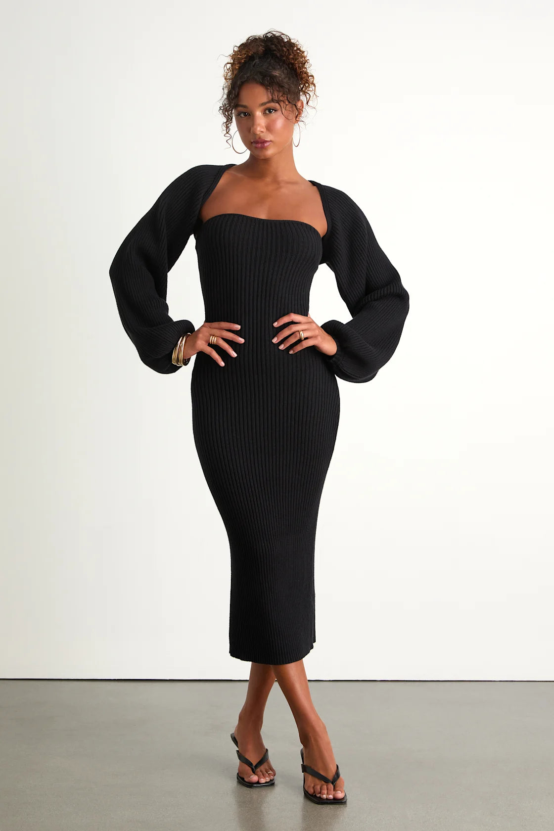 Autumn Aura Olive Green Ribbed Two-Piece Sweater Dress