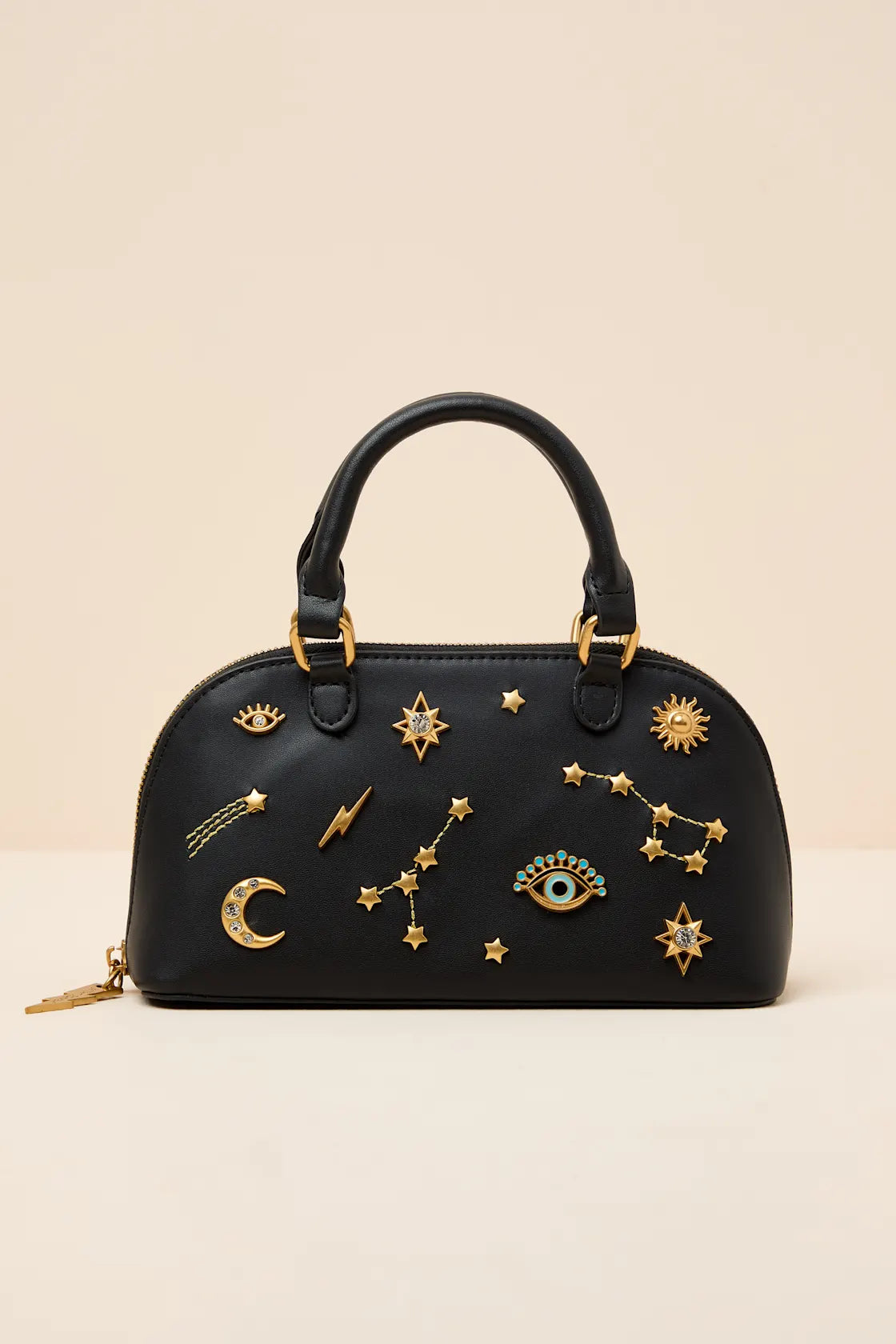 Celestial Black Embellished Crossbody Handbag