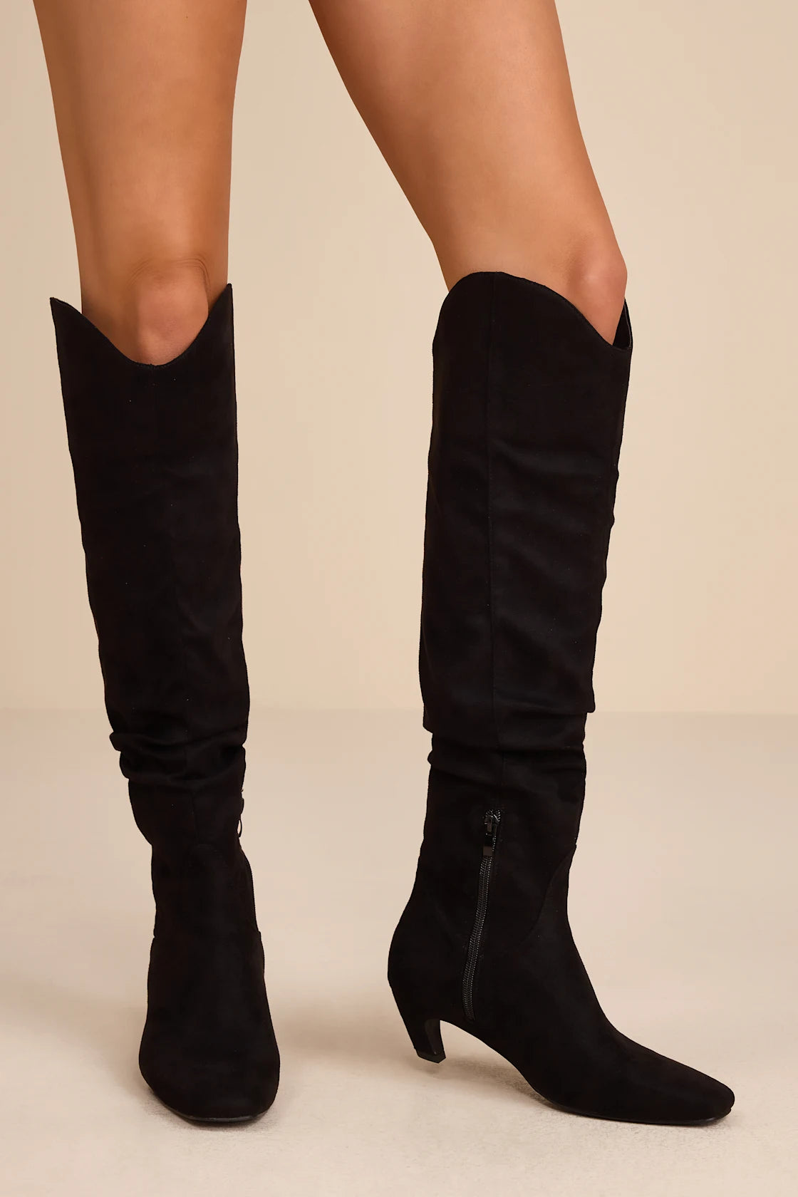 Jemma Black Suede Slouchy Knee-High Boots