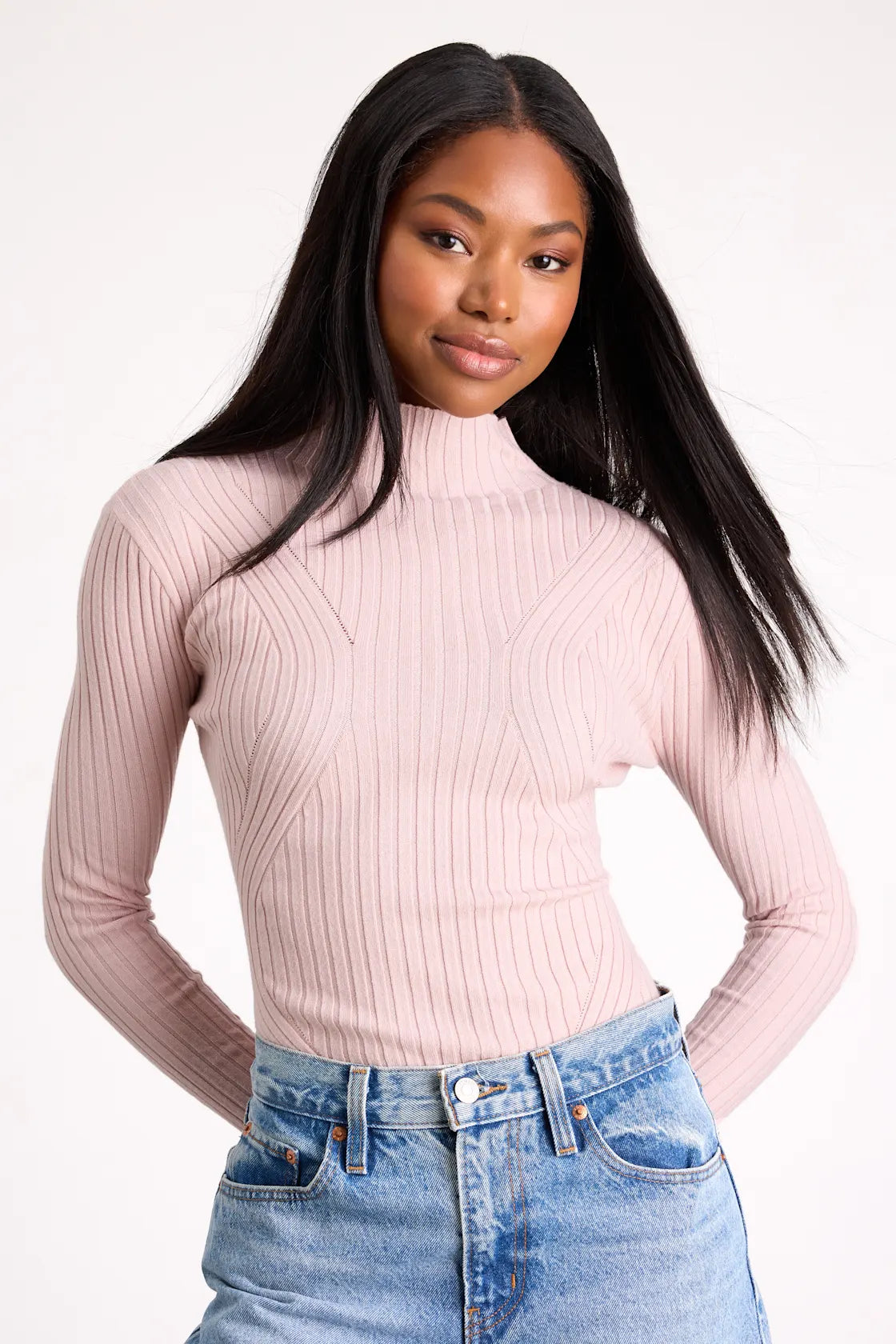 Crawford Black Long Sleeve Mock Neck Bodysuit
