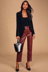 Open Minded Brown Vegan Leather Pants