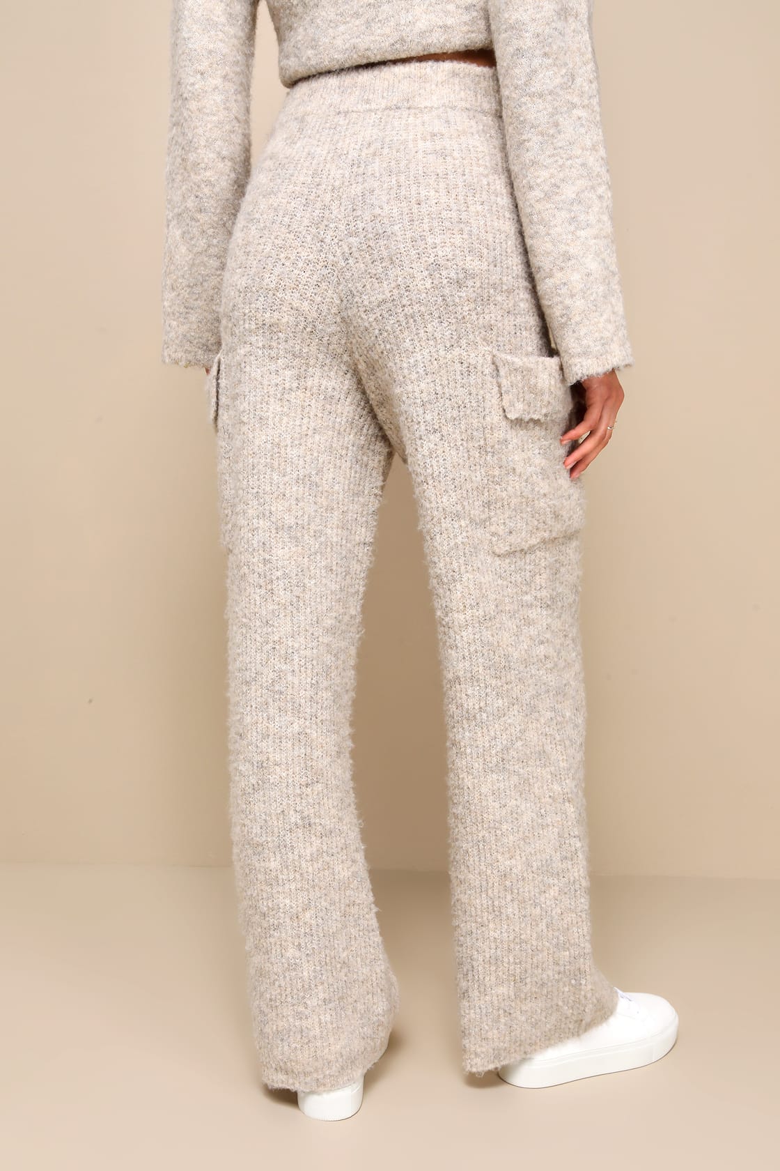 Signature Sunday Heather Beige Knit Sweater Pants