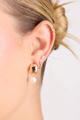 Afina Gold Pearl Three-Piece Earring Set