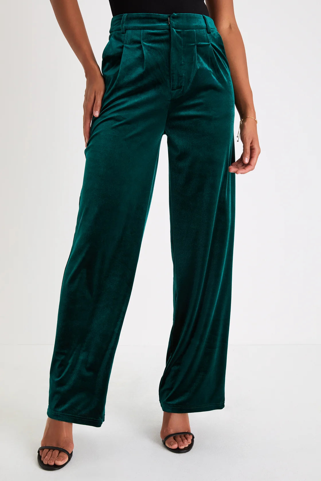 Posh Idea Plum Velvet High-Rise Straight Leg Trouser Pants