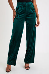 Posh Idea Plum Velvet High-Rise Straight Leg Trouser Pants