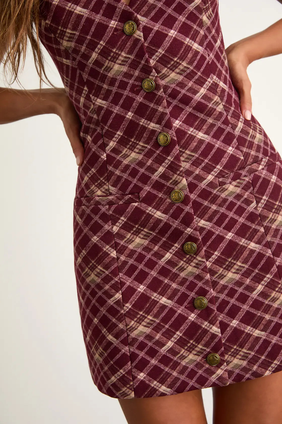 Kala Dark Green Corduroy Button-Front Mini Dress