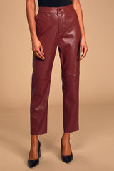 Open Minded Brown Vegan Leather Pants