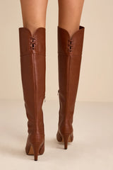 Milee Brown Pointed-Toe Over-the-Knee Boots