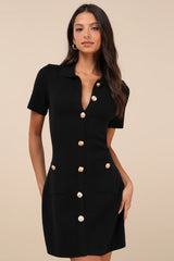 Posh Outcome Wine Red Short Sleeve Sweater Mini Dress