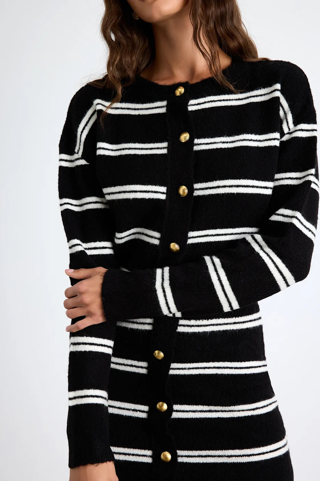 Maudie Black and White Striped Sweater Mini Dress