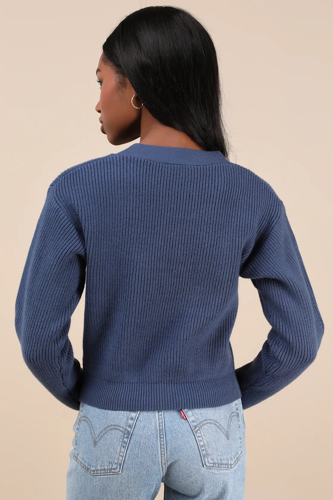 Toasty Babe Black Knit Button-Up Cropped Cardigan