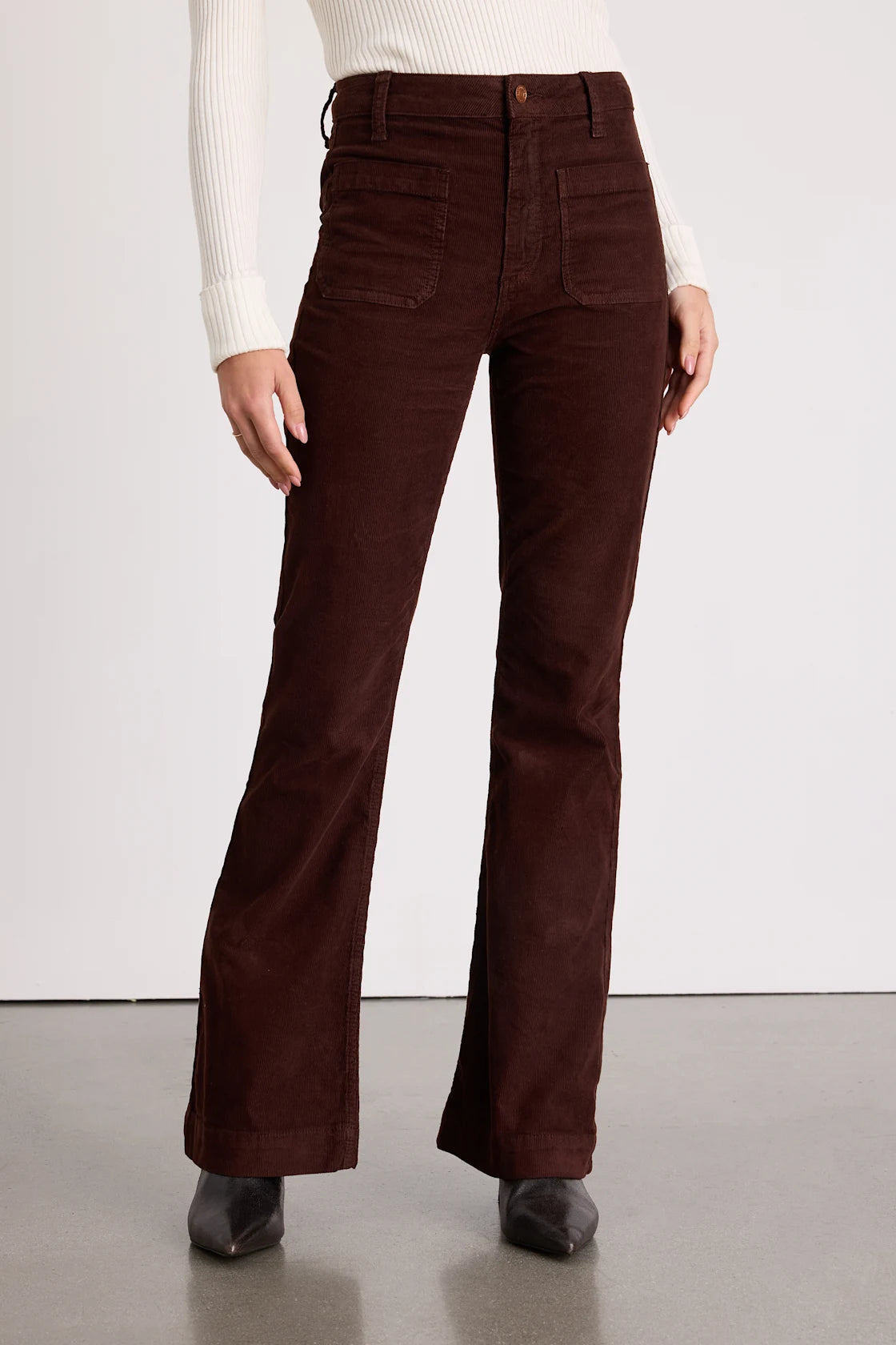 Relia Wine Red Corduroy High-Rise Flare Pants