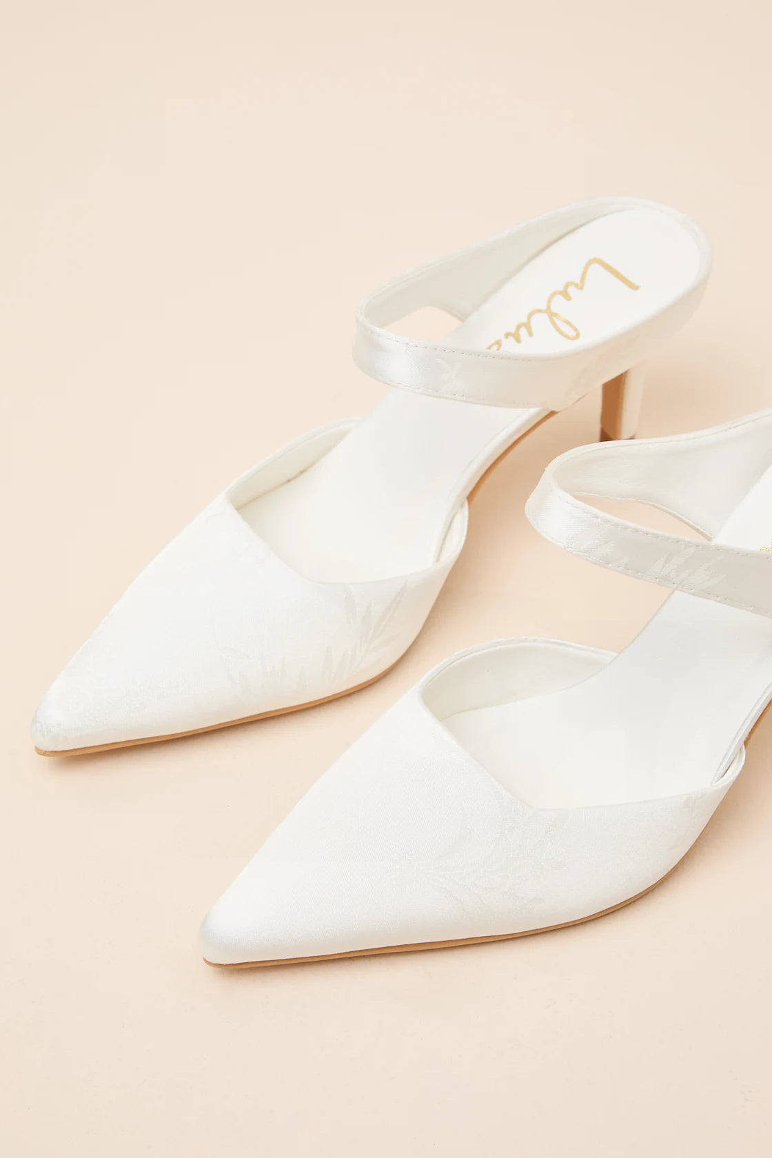 Kalinda Ivory Satin Jacquard Mule Pumps