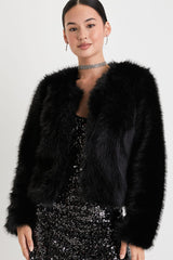 Glam Attitude Ivory Faux Fur Jacket