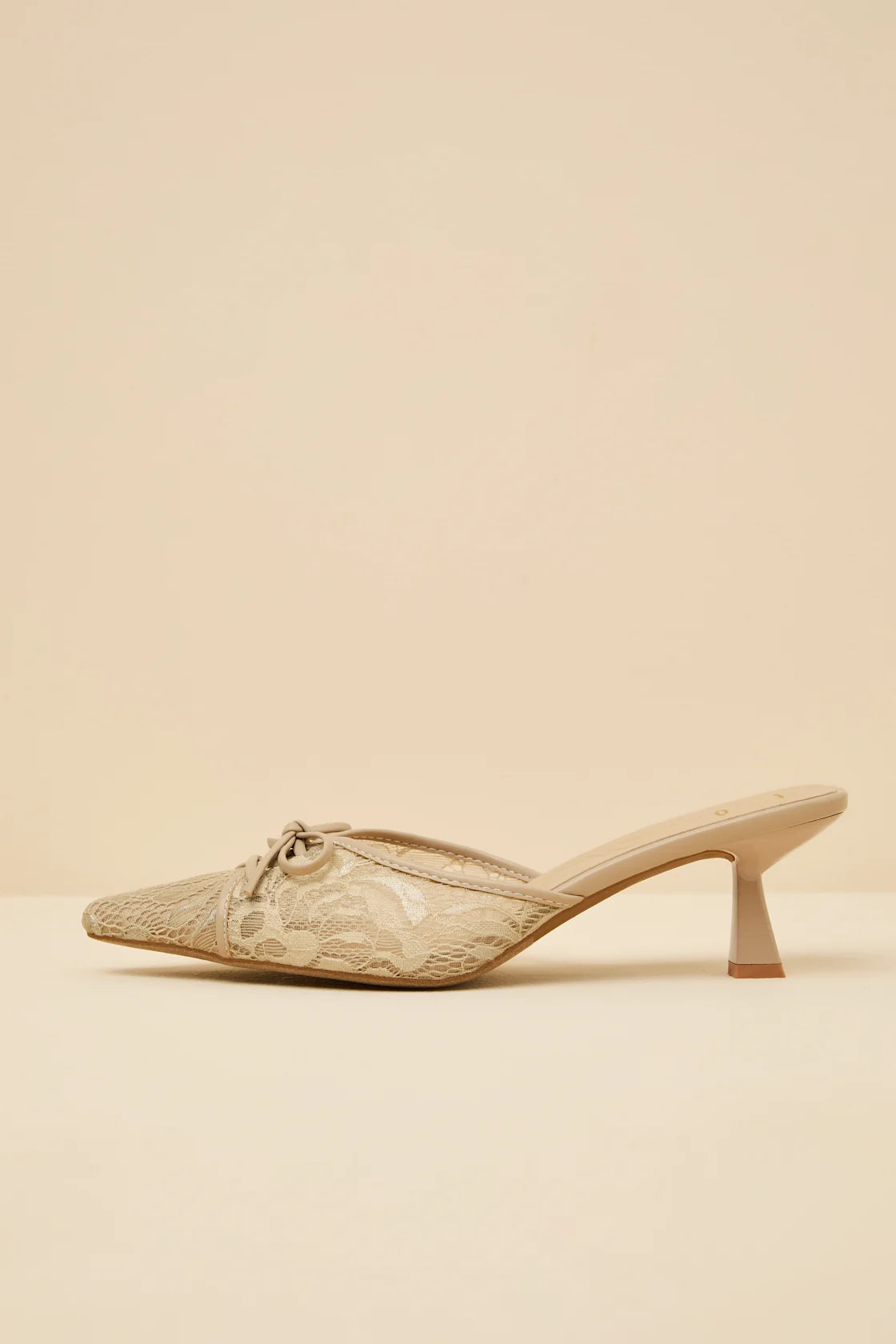 Lacey Black Lace Bow Kitten Heel Mule Pumps